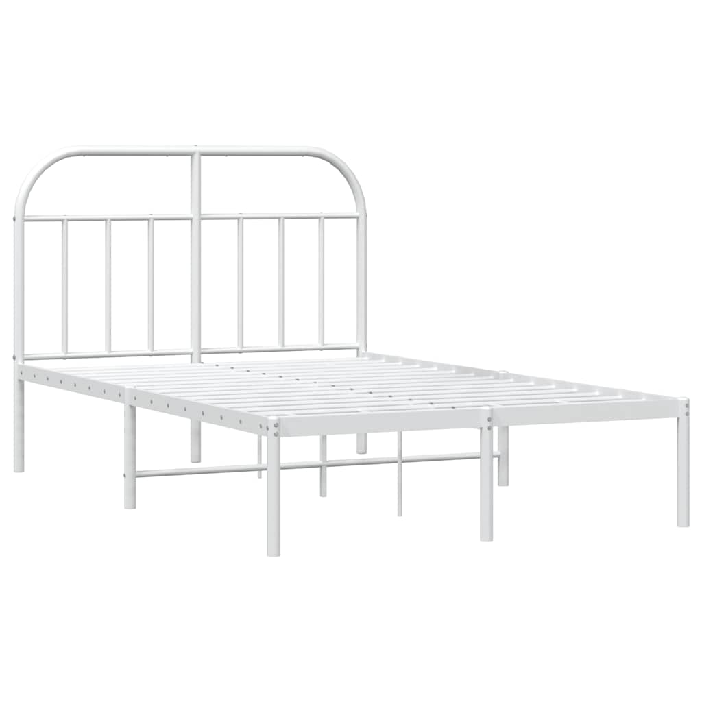 vidaXL Cadre de lit avec tête de lit en métal blanc 135x190 cm