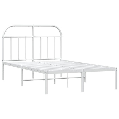 vidaXL Cadre de lit avec tête de lit en métal blanc 135x190 cm