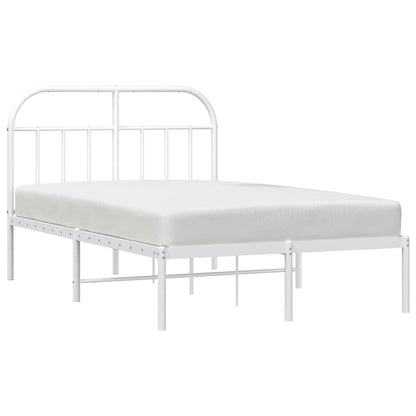 vidaXL Cadre de lit avec tête de lit en métal blanc 135x190 cm