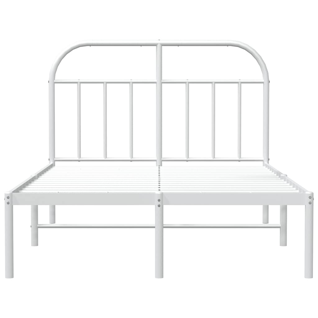 vidaXL Cadre de lit avec tête de lit en métal blanc 135x190 cm