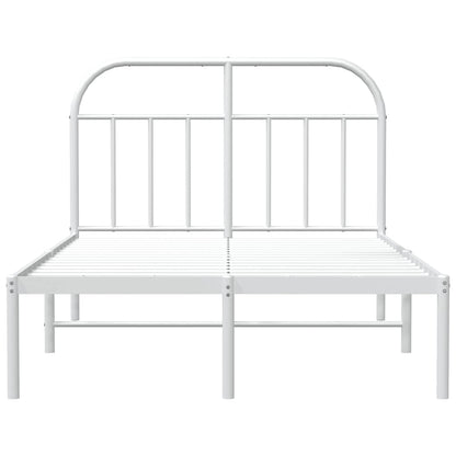 vidaXL Cadre de lit avec tête de lit en métal blanc 135x190 cm