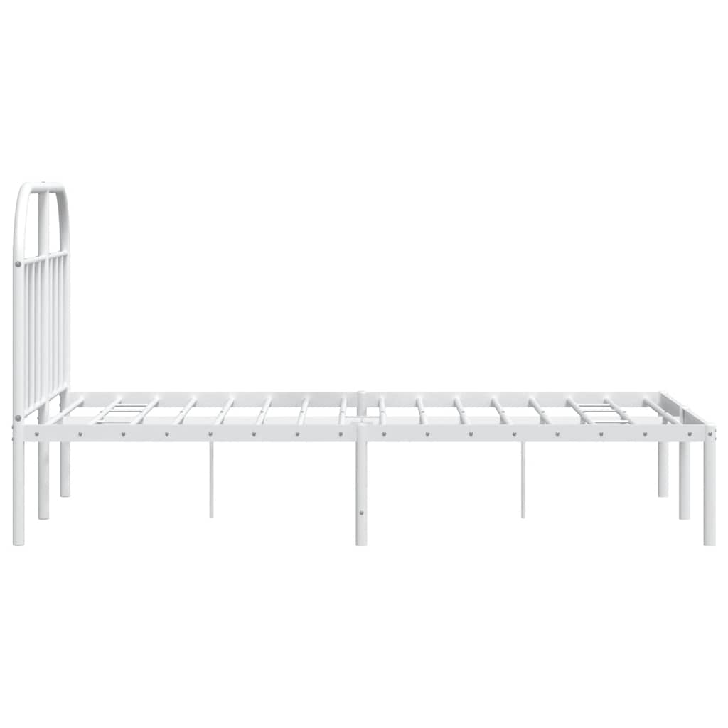 vidaXL Cadre de lit avec tête de lit en métal blanc 135x190 cm