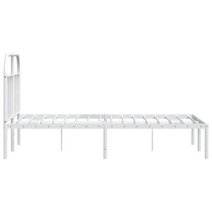 vidaXL Cadre de lit avec tête de lit en métal blanc 135x190 cm