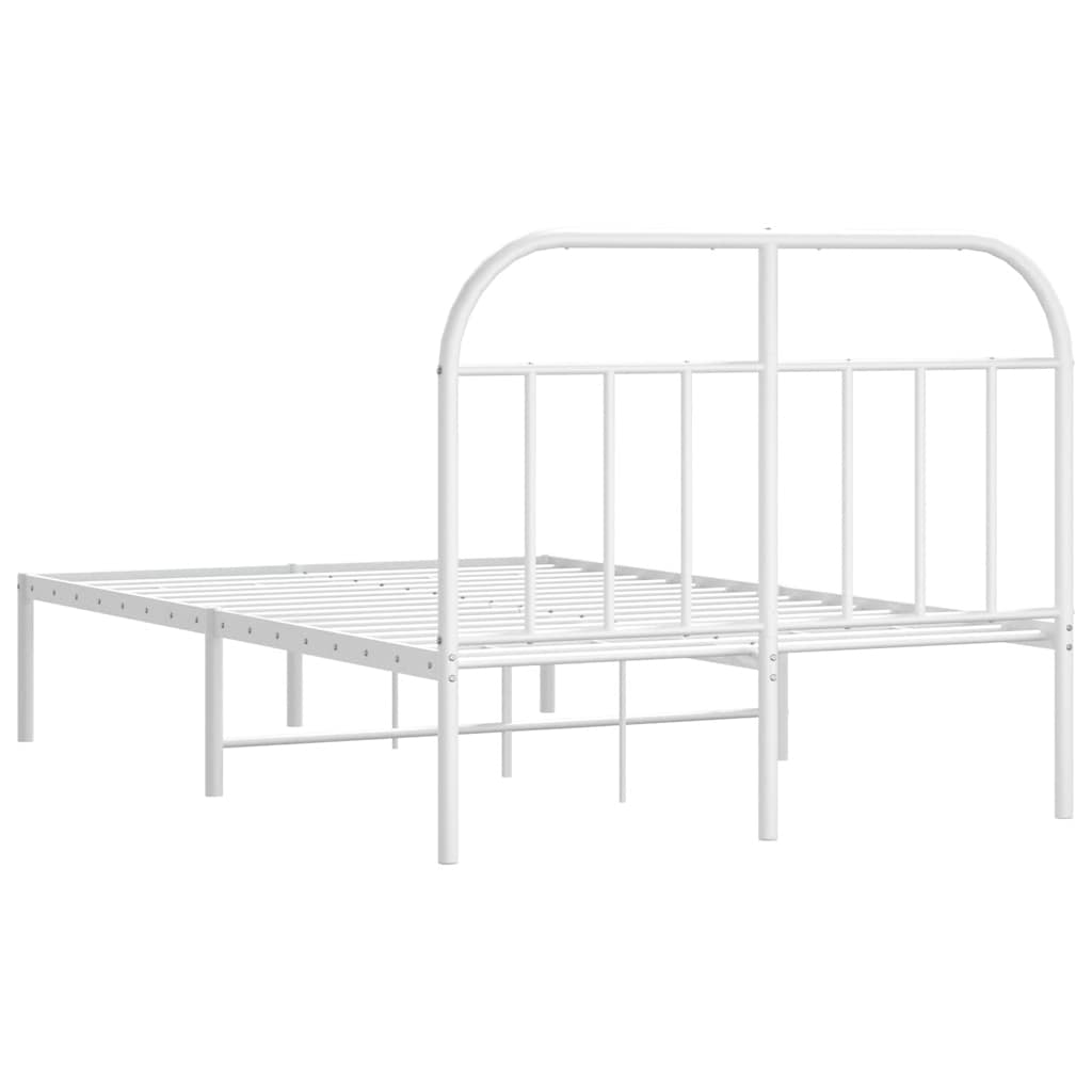 vidaXL Cadre de lit avec tête de lit en métal blanc 135x190 cm