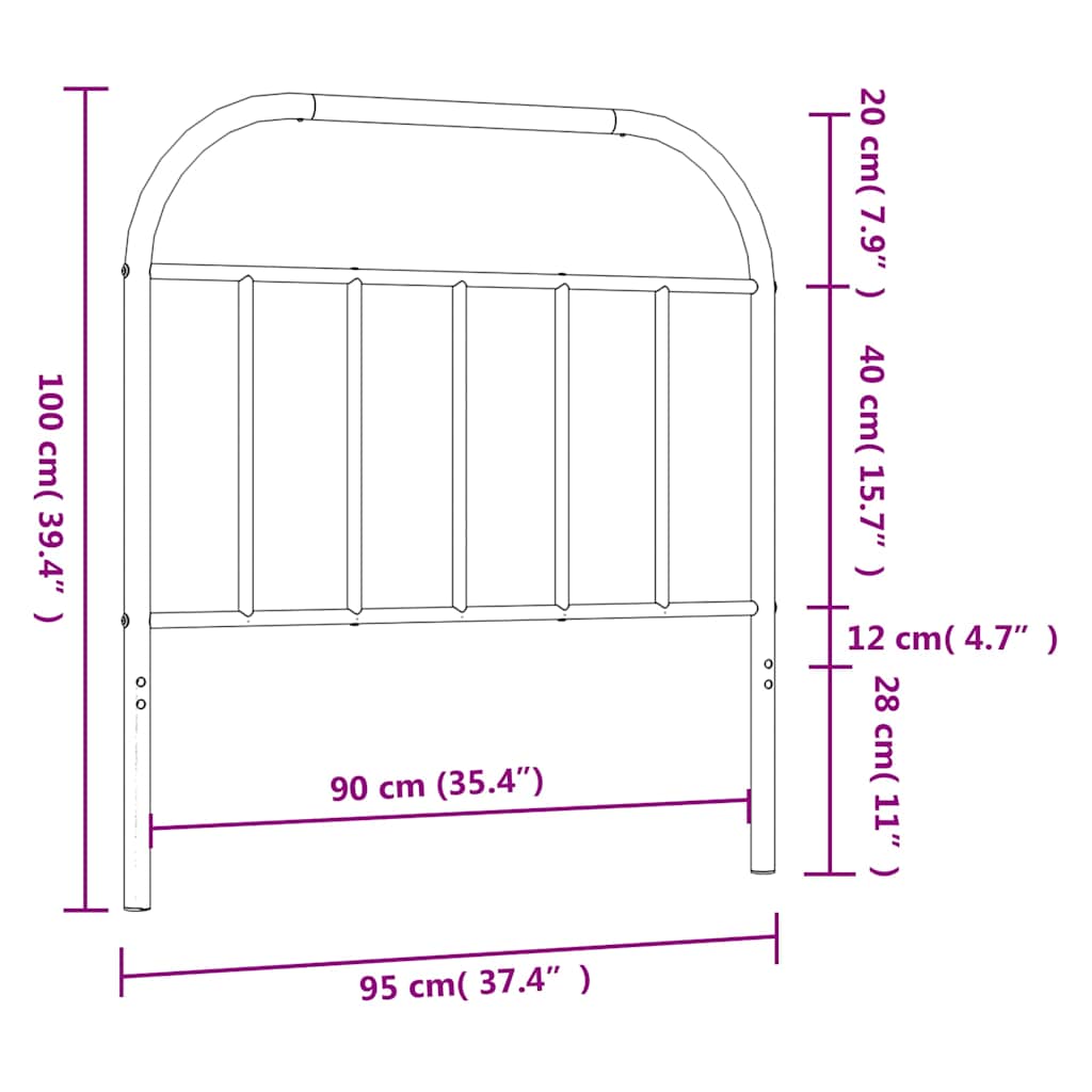 vidaXL Ersatz-Kopfteil Metall Weiß 90 cm