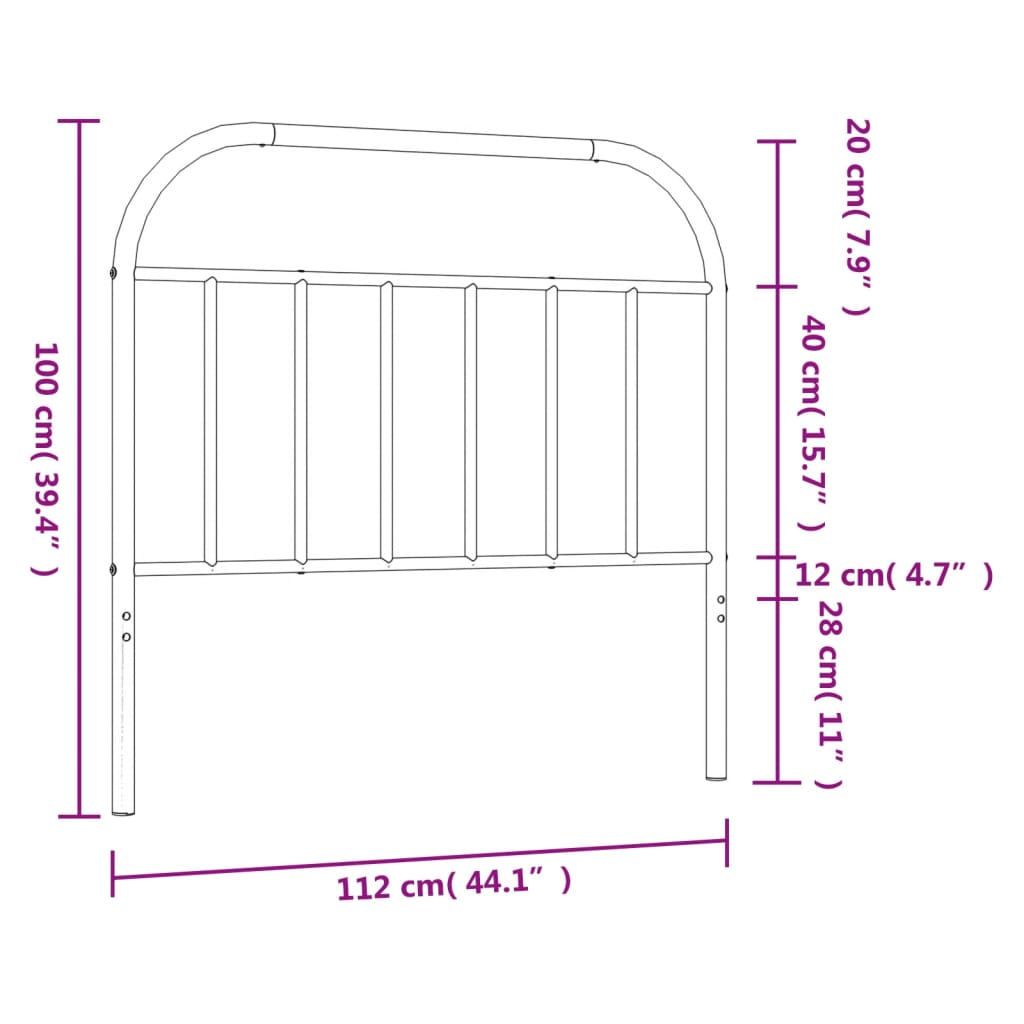 vidaXL Ersatz-Kopfteil Metall Weiß 107 cm