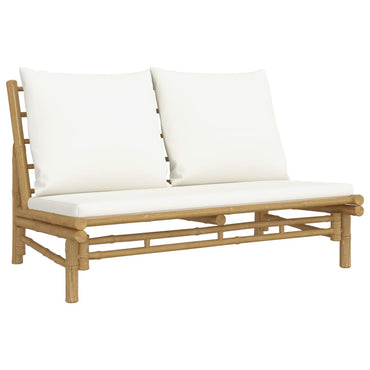 vidaXL Banc de jardin avec coussins blanc crème en bambou