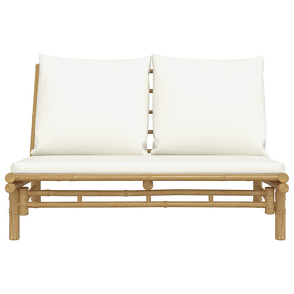 vidaXL Banc de jardin avec coussins blanc crème en bambou