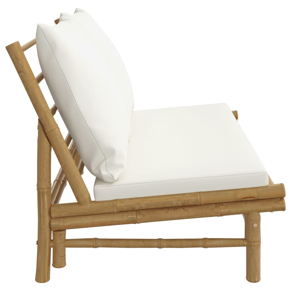 vidaXL Banc de jardin avec coussins blanc crème en bambou