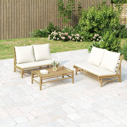vidaXL Banc de jardin avec coussins blanc crème en bambou