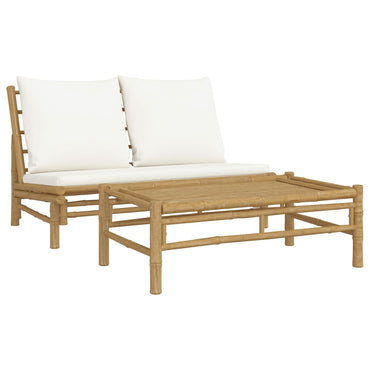 vidaXL Ensemble de jardin 2 pièces avec coussins crème bambou
