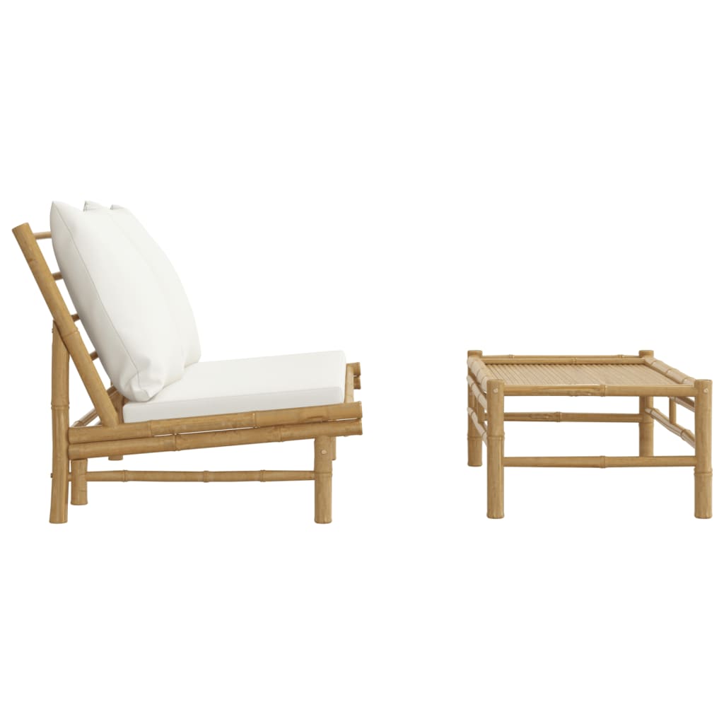 vidaXL Ensemble de jardin 2 pièces avec coussins crème bambou