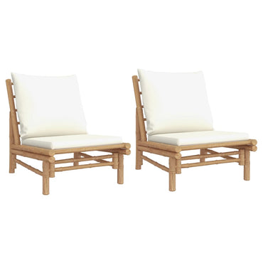 vidaXL Chaises de jardin 2 pcs avec coussins crème en bambou