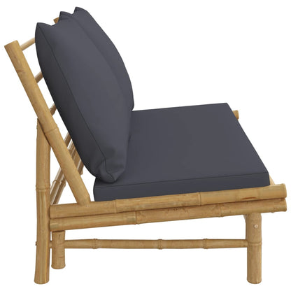vidaXL Banc de jardin avec coussins gris foncé Bambou