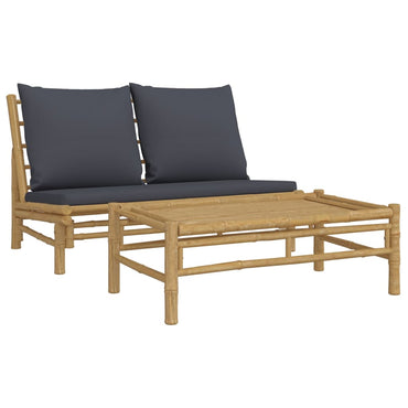 vidaXL Ensemble de jardin 2 pcs avec coussins gris foncé Bambou