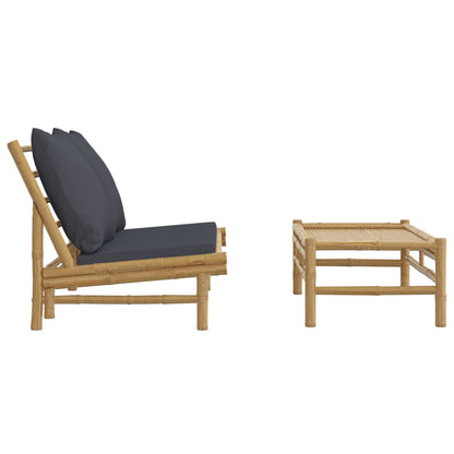 vidaXL Ensemble de jardin 2 pcs avec coussins gris foncé Bambou