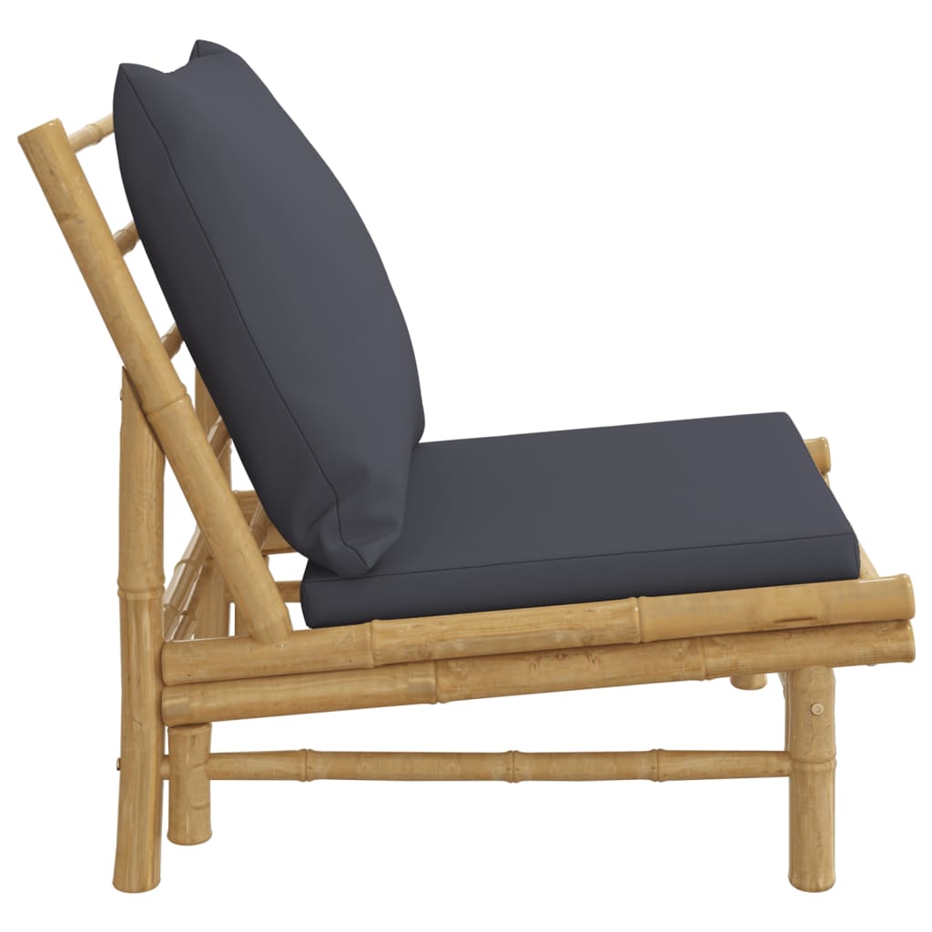 vidaXL Chaises de jardin 2 pcs avec coussins gris foncé Bambou