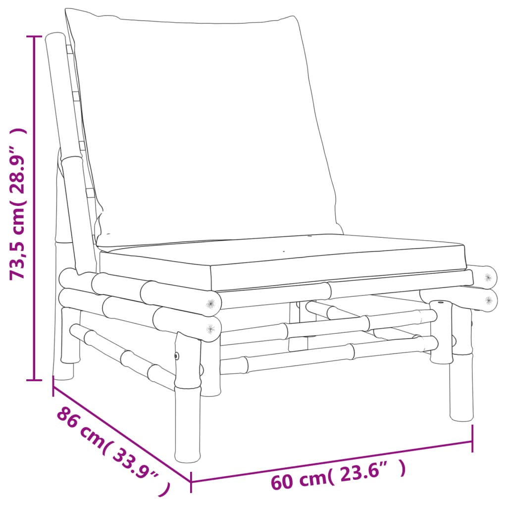vidaXL Chaises de jardin 2 pcs avec coussins gris foncé Bambou