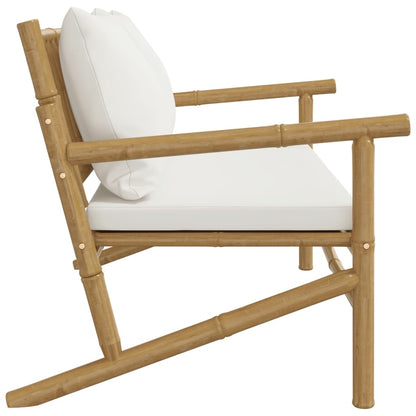 vidaXL Banc de jardin avec coussins blanc crème en bambou