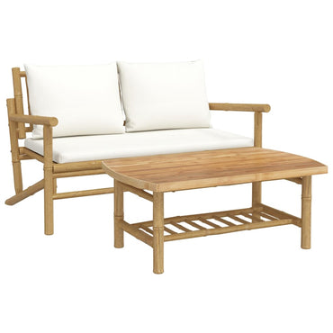 vidaXL Ensemble de jardin 2 pièces avec coussins crème bambou