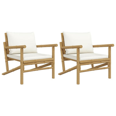 vidaXL Chaises de jardin 2 pcs avec coussins crème en bambou