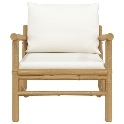 vidaXL Chaises de jardin 2 pcs avec coussins crème en bambou