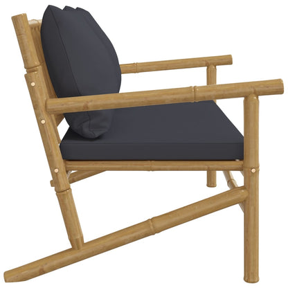 vidaXL Banc de jardin avec coussins gris foncé Bambou