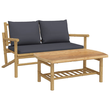 vidaXL Ensemble de jardin 2 pcs avec coussins gris foncé Bambou