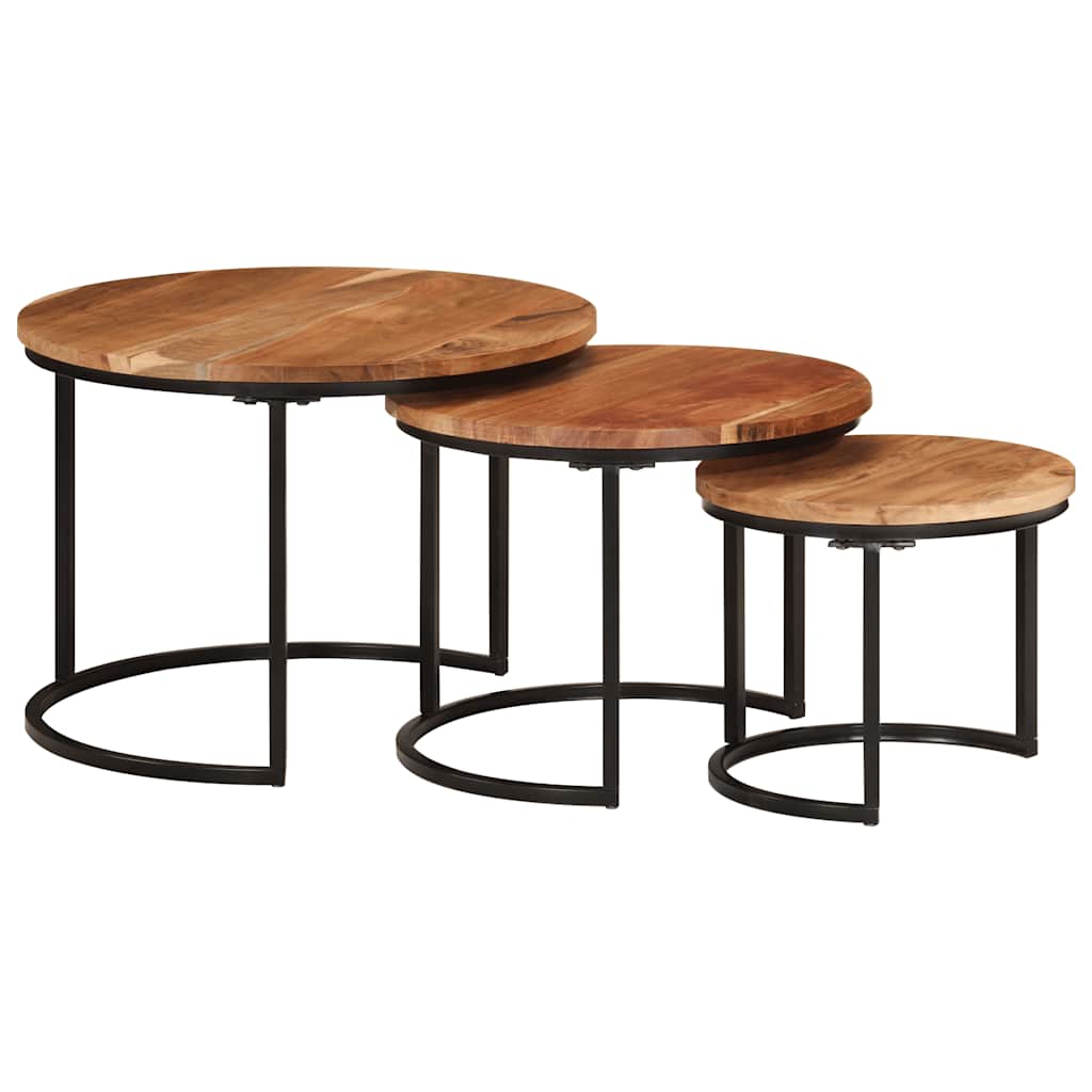 vidaXL Tables gigognes 3 pcs Bois d'acacia massif