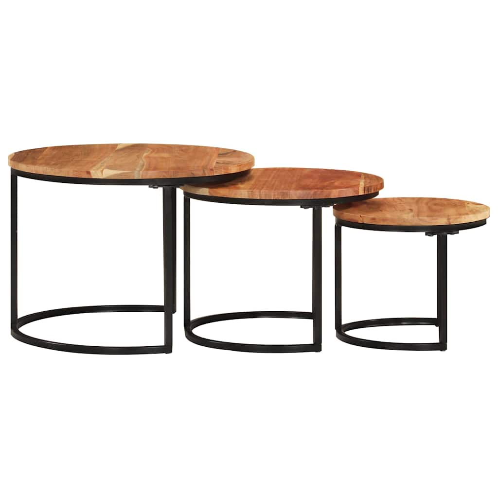 vidaXL Tables gigognes 3 pcs Bois d'acacia massif