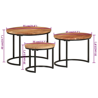 vidaXL Tables gigognes 3 pcs Bois d'acacia massif