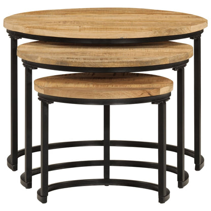 vidaXL Tables gigognes 3 pcs Bois de manguier massif brut