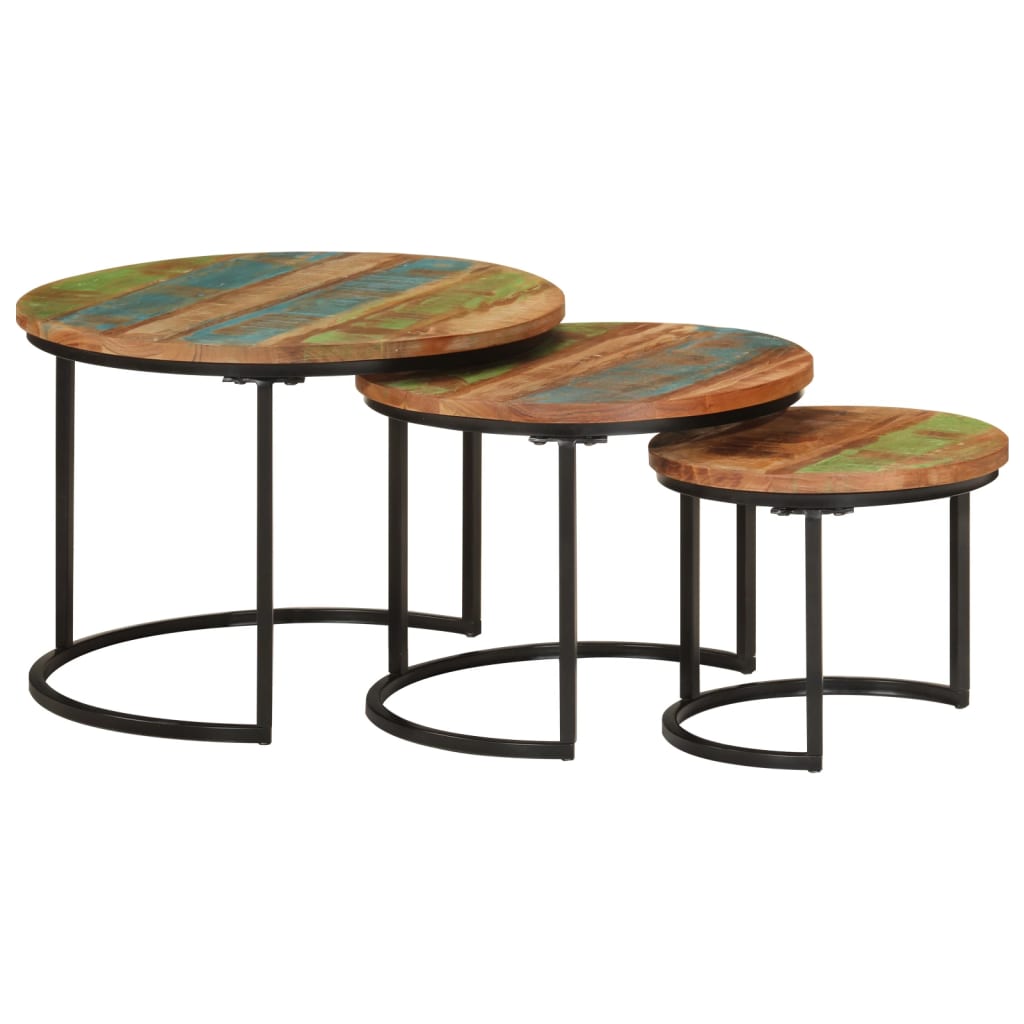 vidaXL Tables basses gigognes 3 pcs. Bois massif recyclé