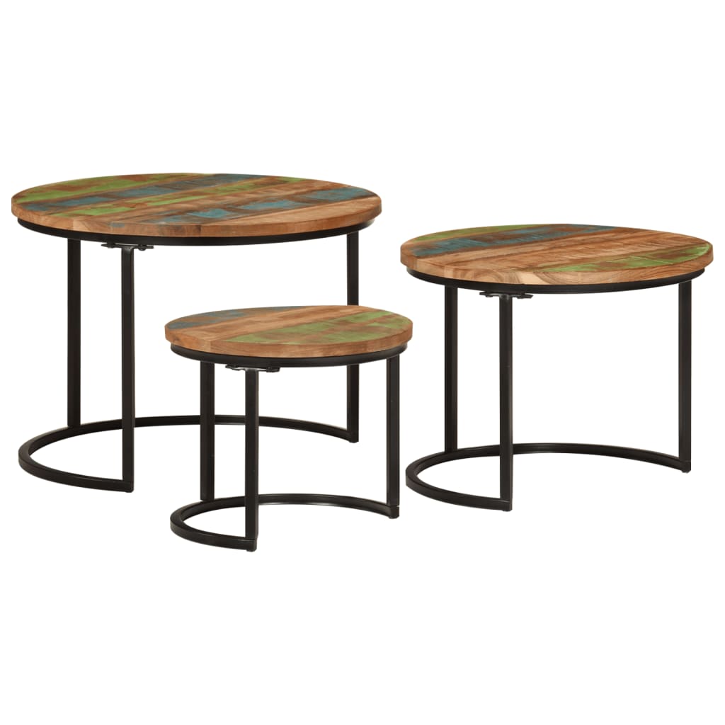 vidaXL Tables basses gigognes 3 pcs. Bois massif recyclé