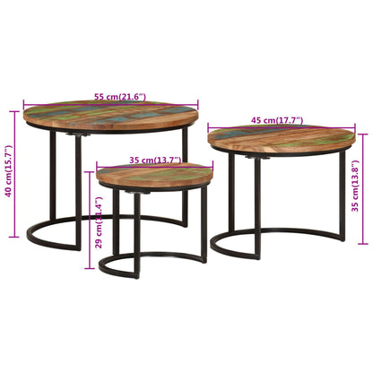 vidaXL Tables basses gigognes 3 pcs. Bois massif recyclé
