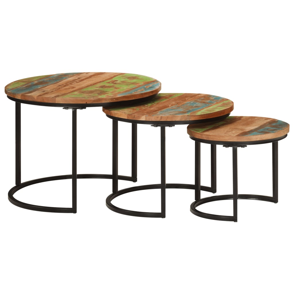 vidaXL Tables basses gigognes 3 pcs. Bois massif recyclé