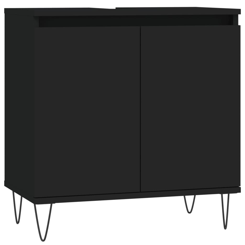 vidaXL 3-tlg. Badmöbel-Set Schwarz Holzwerkstoff