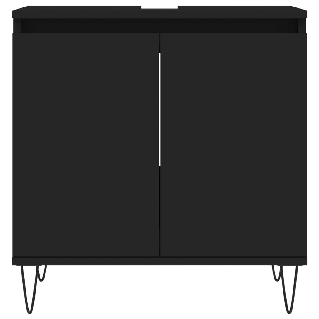 vidaXL 3-tlg. Badmöbel-Set Schwarz Holzwerkstoff