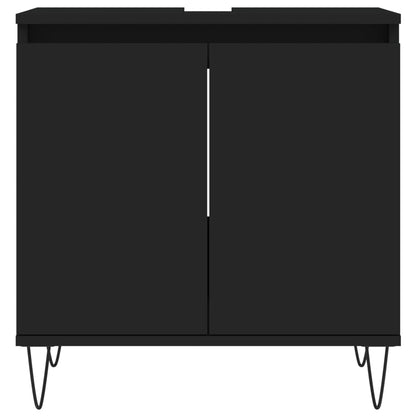 vidaXL 3-tlg. Badmöbel-Set Schwarz Holzwerkstoff