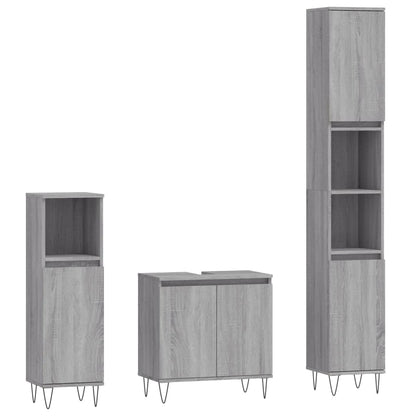 vidaXL Ensemble de meubles de salle de bain 3 pcs Gris Aggloméré Sonoma