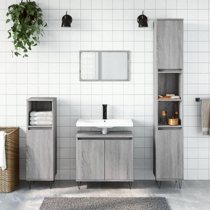 vidaXL Ensemble de meubles de salle de bain 3 pcs Gris Aggloméré Sonoma