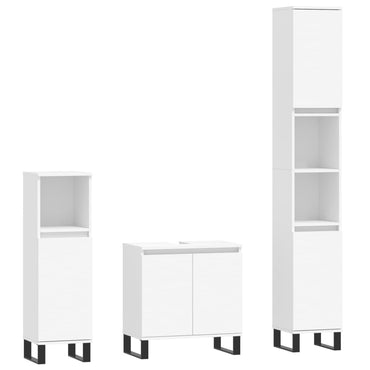 vidaXL Ensemble de meubles de salle de bain 3 pcs Blanc Matériau à base de bois