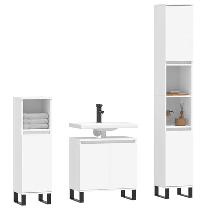 vidaXL Ensemble de meubles de salle de bain 3 pcs Blanc Matériau à base de bois