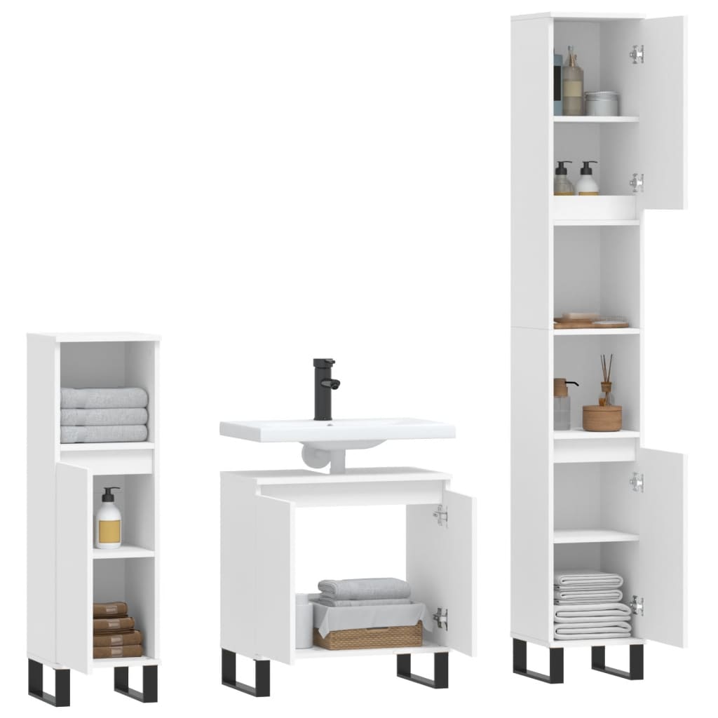 vidaXL Ensemble de meubles de salle de bain 3 pcs Blanc Matériau à base de bois