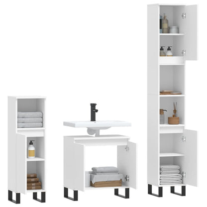 vidaXL Ensemble de meubles de salle de bain 3 pcs Blanc Matériau à base de bois