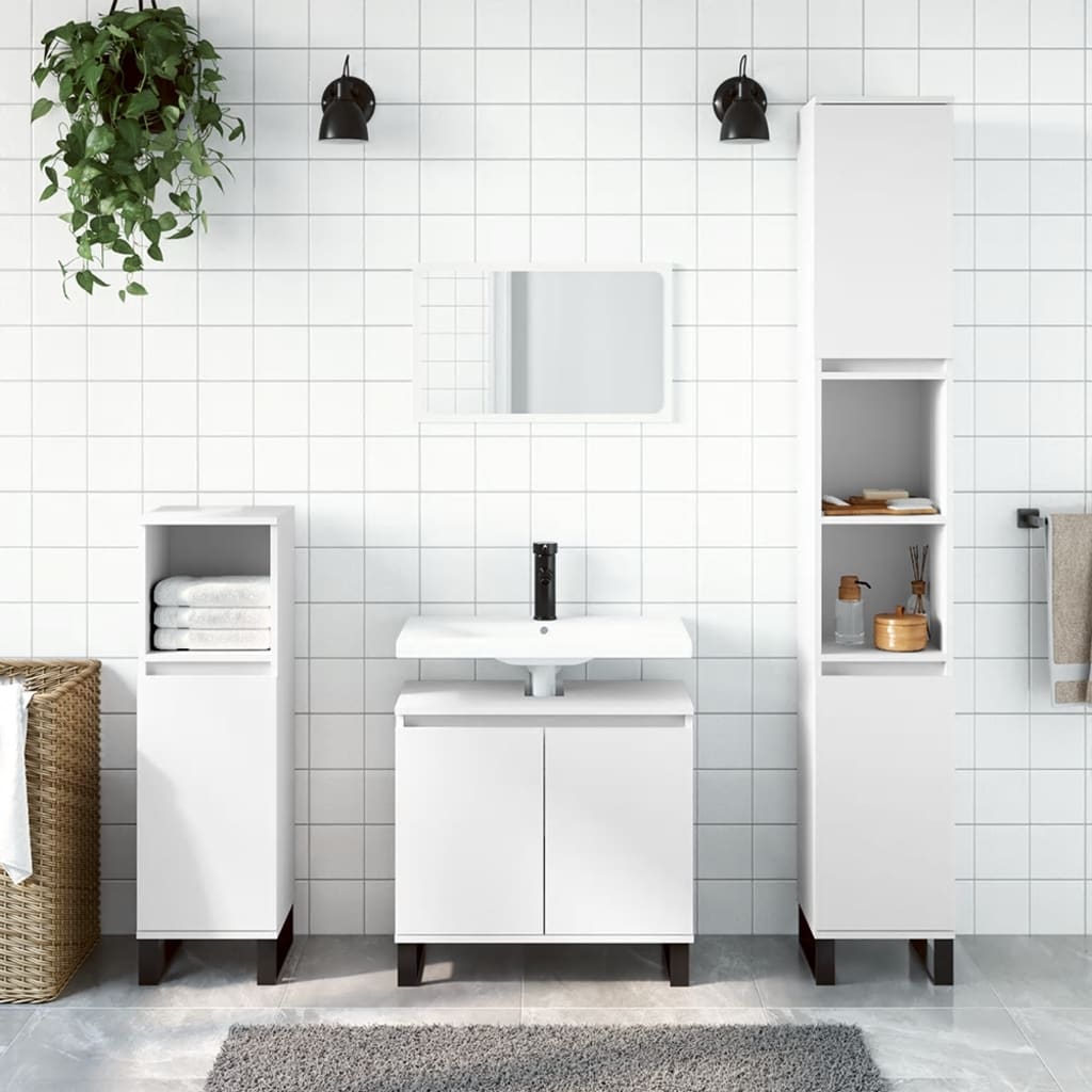vidaXL Ensemble de meubles de salle de bain 3 pcs Blanc Matériau à base de bois