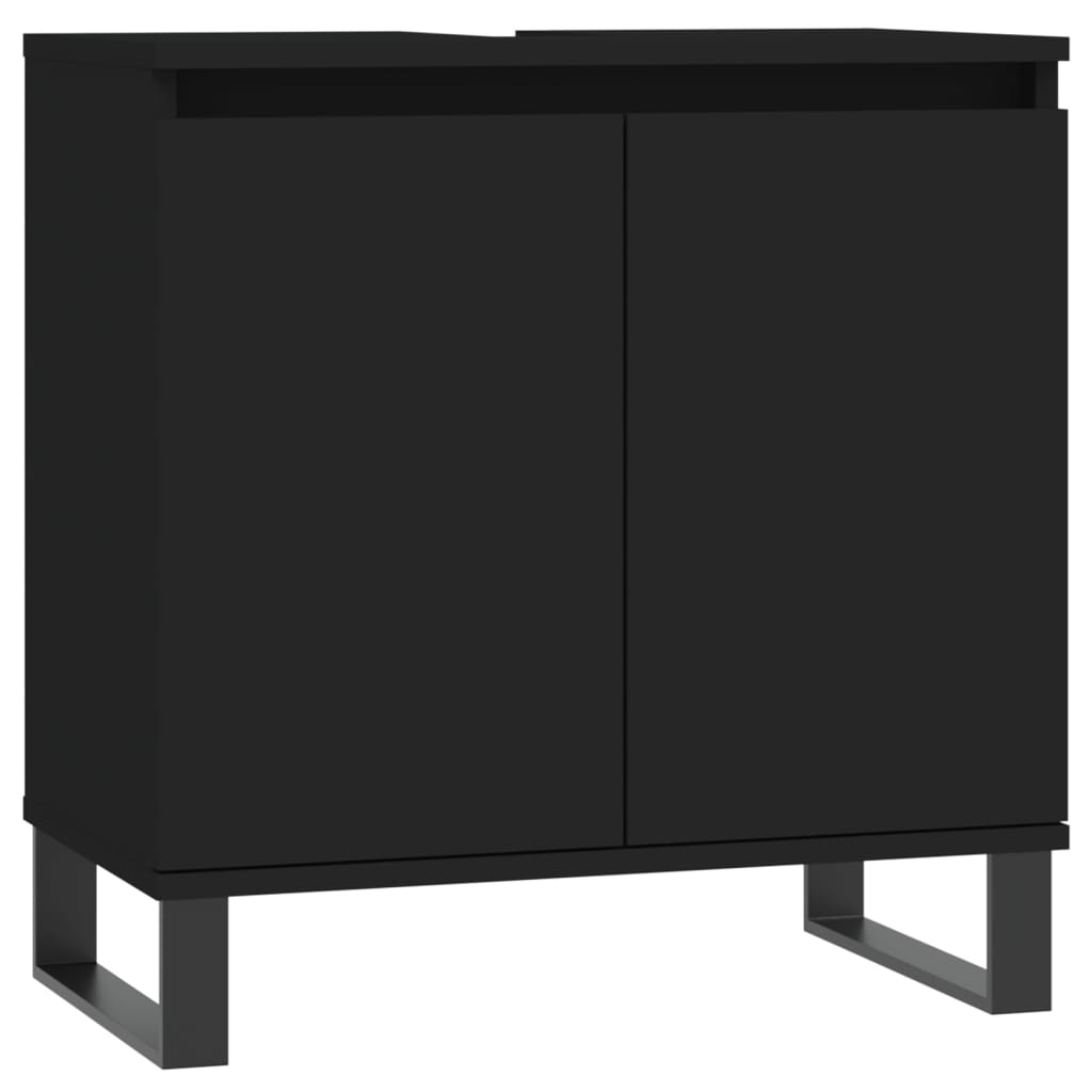 vidaXL 3-tlg. Badmöbel-Set Schwarz Holzwerkstoff