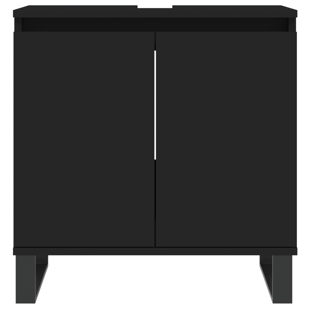 vidaXL 3-tlg. Badmöbel-Set Schwarz Holzwerkstoff