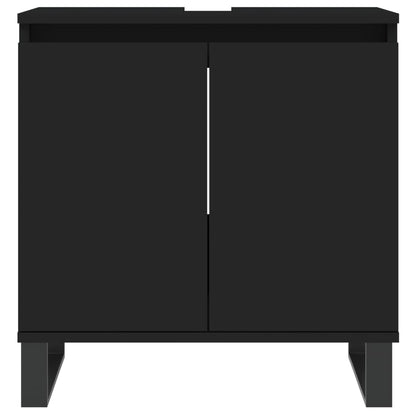vidaXL 3-tlg. Badmöbel-Set Schwarz Holzwerkstoff
