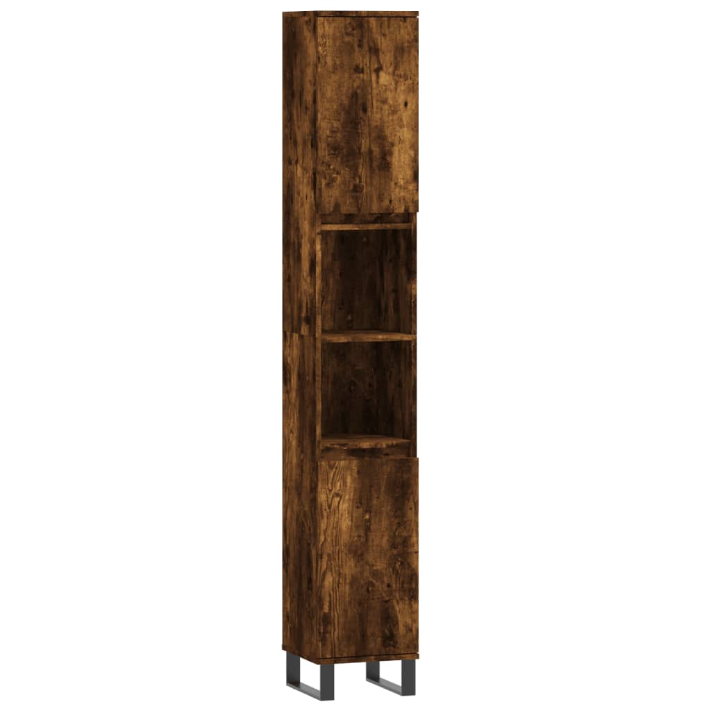 vidaXL 3-tlg. Badmöbel-Set Räuchereiche Holzwerkstoff